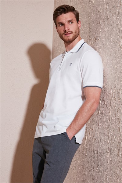 % 100 Pamuk Düğmeli Regular Fit Erkek Polo Yaka T Shirt 5902118 BEYAZ
