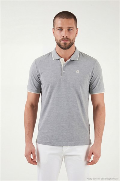 % 100 Pamuk Düğmeli Regular Fit Erkek Polo Yaka T Shirt 5902118 GRİ MELANJ