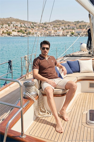 % 100 Pamuk Düğmeli Regular Fit Erkek Polo Yaka T Shirt 5902118 KAHVE