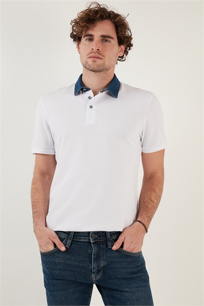 % 100 Pamuk Düğmeli Regular Fit Erkek Polo Yaka T Shirt 5902134 BEYAZ