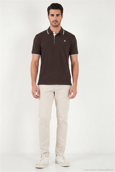 % 100 Pamuk Düğmeli Regular Fit Erkek Polo Yaka T Shirt 5902118 KAHVE