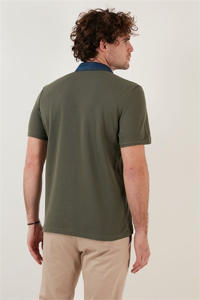 % 100 Pamuk Düğmeli Regular Fit Erkek Polo Yaka T Shirt 5902134 HAKİ