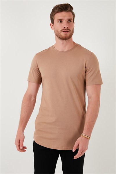 % 100 Pamuk Regular Fit Bisiklet Yaka T shirt Erkek T Shirt 5902511 TOPRAK