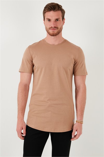 % 100 Pamuk Regular Fit Bisiklet Yaka T shirt Erkek T Shirt 5902511 TOPRAK