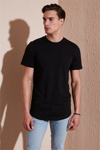 % 100 Pamuk Regular Fit Bisiklet Yaka T shirt Erkek T Shirt 5902511 SİYAH