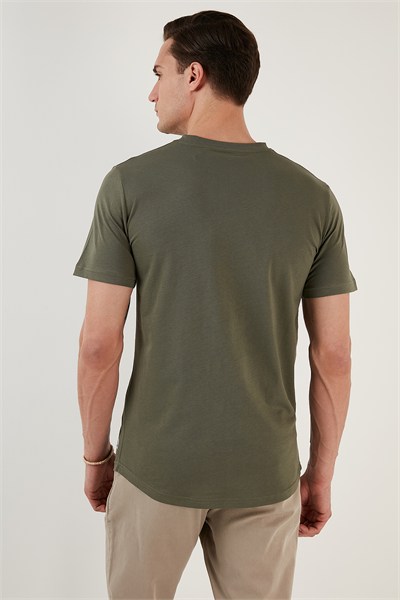 % 100 Pamuk Regular Fit Bisiklet Yaka T shirt Erkek T Shirt 5902511 HAKİ