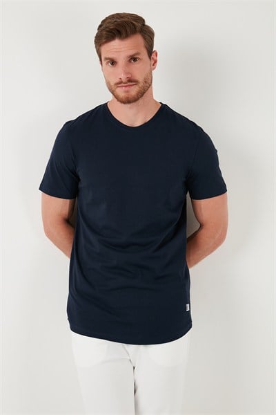 % 100 Pamuk Regular Fit Bisiklet Yaka T shirt Erkek T Shirt 5902511 İNDİGO