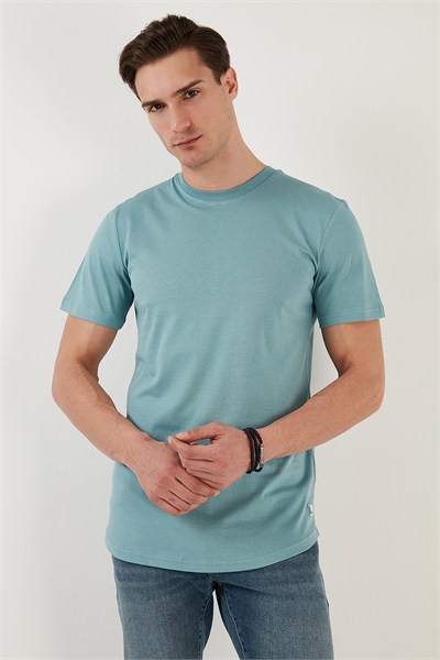 % 100 Pamuk Regular Fit Bisiklet Yaka T shirt Erkek T Shirt 5902511 MAVİ