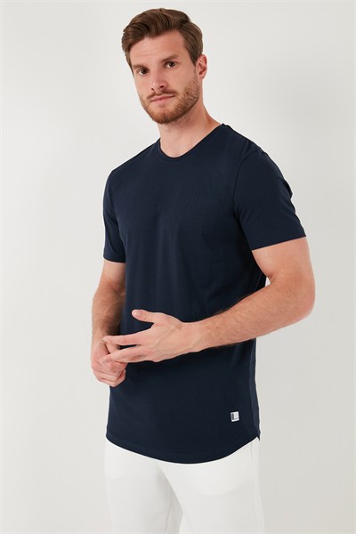 % 100 Pamuk Regular Fit Bisiklet Yaka T shirt Erkek T Shirt 5902511 İNDİGO