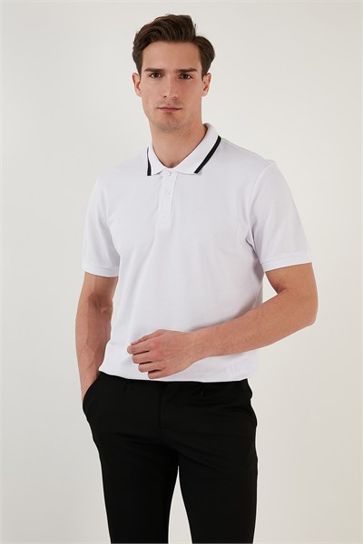 % 100 Pamuk Regular Fit Düğmeli Erkek Polo Yaka T Shirt 59023861 BEYAZ