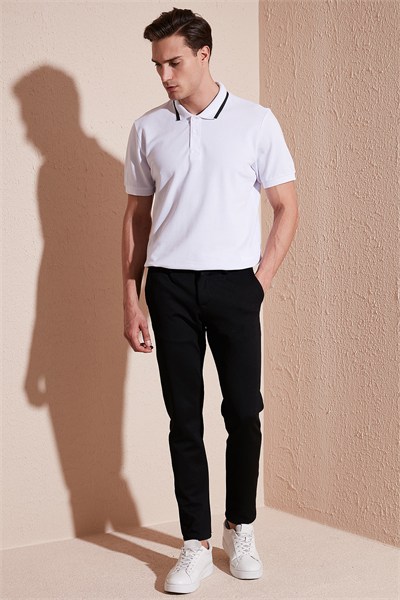 % 100 Pamuk Regular Fit Düğmeli Erkek Polo Yaka T Shirt 59023861 BEYAZ