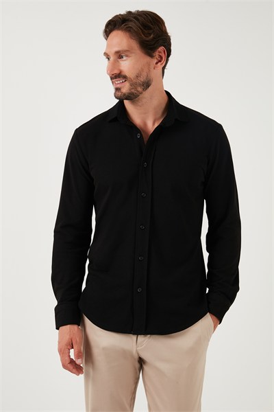 % 100 Pamuk Regular Fit Erkek Gömlek CF25W113650 SİYAH