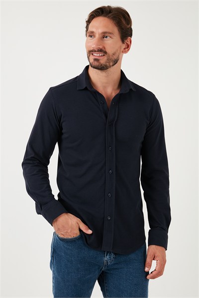 % 100 Pamuk Regular Fit Erkek Gömlek CF25W113650 AÇIK LACİVERT