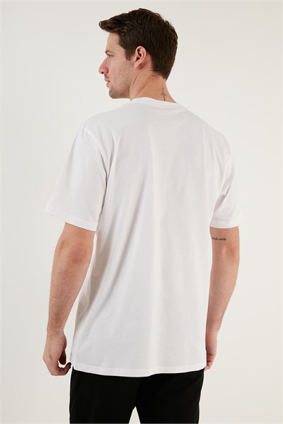 % 100 Pamuk Relaxed Fit Bisiklet Yaka Erkek T Shirt 5902637 BEYAZ