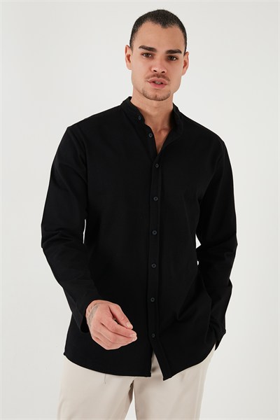 % 100 Pamuk Slim Fit Hakim Yaka Erkek Gömlek 5902800 SİYAH