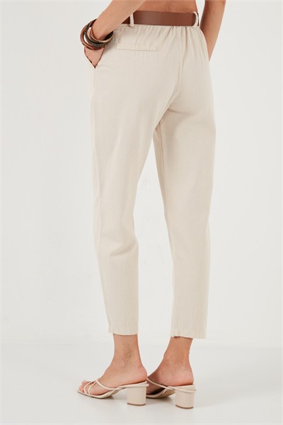 % 100 Pamuklu Regular Fit Kadın Pantolon 673PY2007 BEJ