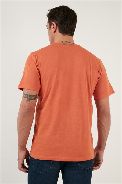 % 100 Pamuklu Slim Fit Bisiklet Yaka Cepli Erkek T Shirt 5902000 Tarçın
