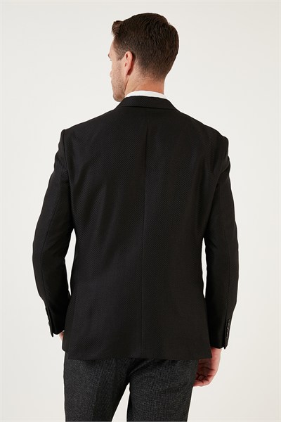6 Drop Çift Yırtmaçlı Slim Fit Blazer Erkek Ceket 659001 SİYAH