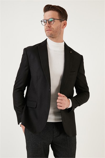 6 Drop Çift Yırtmaçlı Slim Fit Blazer Erkek Ceket 659001 SİYAH