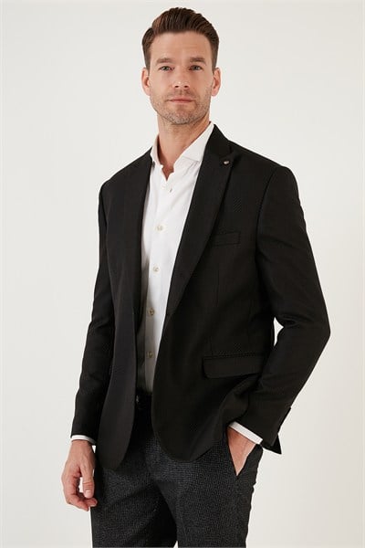 6 Drop Çift Yırtmaçlı Slim Fit Blazer Erkek Ceket 659001 SİYAH