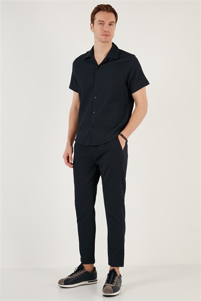 Apaş Yaka Kısa Kollu Regular Fit Erkek Gömlek CF24S117842 LACİVERT