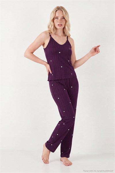 Askılı V Yaka Lastikli Bel Fitilli Kadın Pijama Takımı 65780604 MÜRDÜM