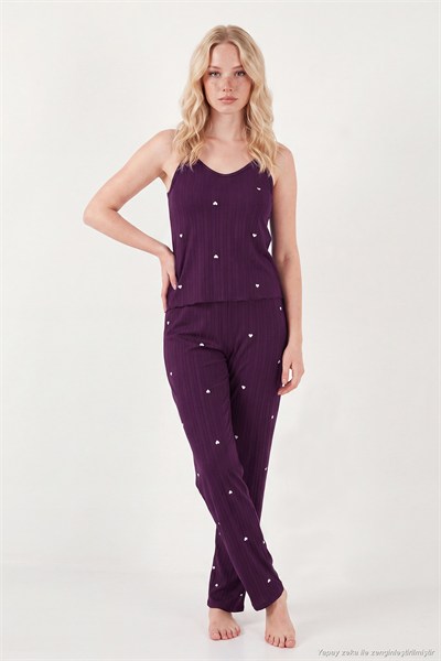 Askılı V Yaka Lastikli Bel Fitilli Kadın Pijama Takımı 65780604 MÜRDÜM