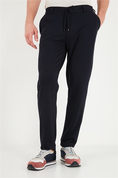 Bağlama Detaylı Regular Fit Düz Paça Jogger Erkek Pantolon 6843701 LACİVERT