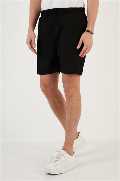 Belden Bağlamalı Cepli Slim Fit Erkek Short CF24S657850 SİYAH