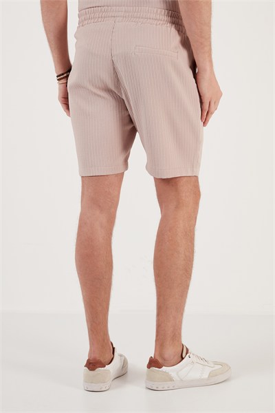 Belden Bağlamalı Cepli Slim Fit Erkek Short CF24S657850 BEJ