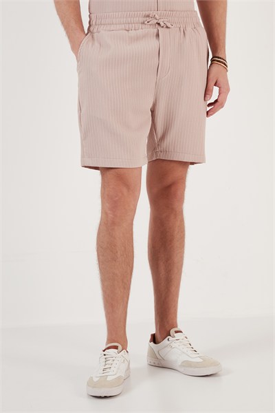 Belden Bağlamalı Cepli Slim Fit Erkek Short CF24S657850 BEJ