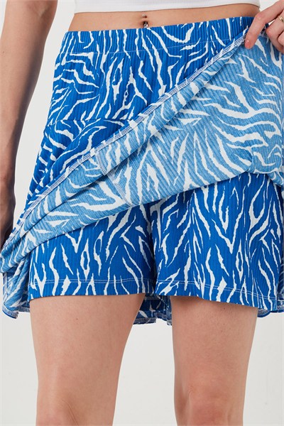 Beli Lastikli Mini Şort Kadın Etek 5864024 Saks-Zebra