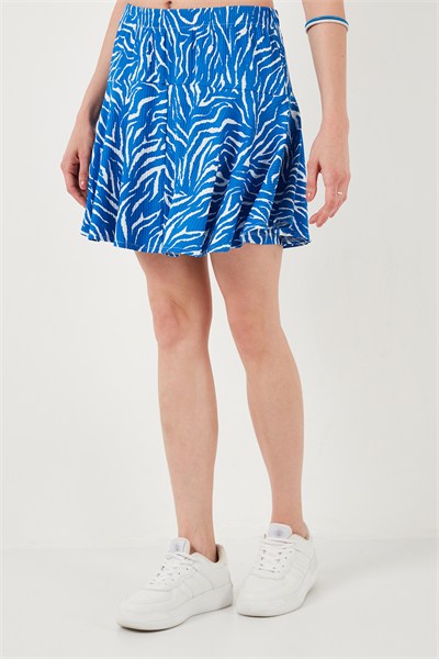 Beli Lastikli Mini Şort Kadın Etek 5864024 Saks-Zebra