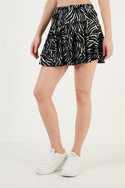 Beli Lastikli Mini Şort Kadın Etek 5864024 SİYAH-ZEBRA