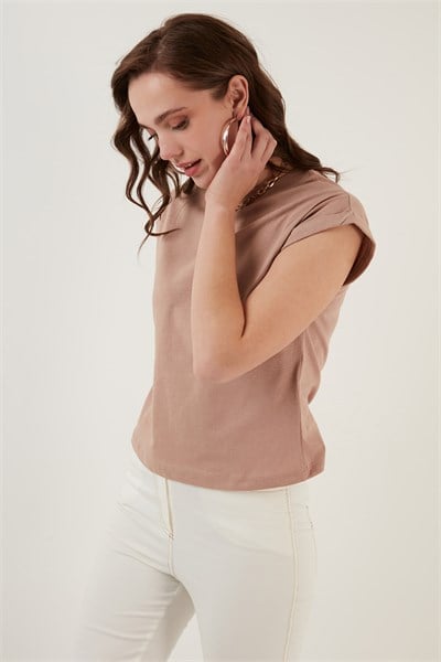 Bisiklet Yaka % 100 Pamuk Basic Kadın T Shirt 5864121 BİSKÜVİ