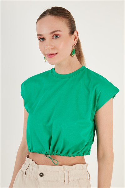 Bisiklet Yaka % 100 Pamuk Crop Kadın T Shirt 5865587 BENETTON