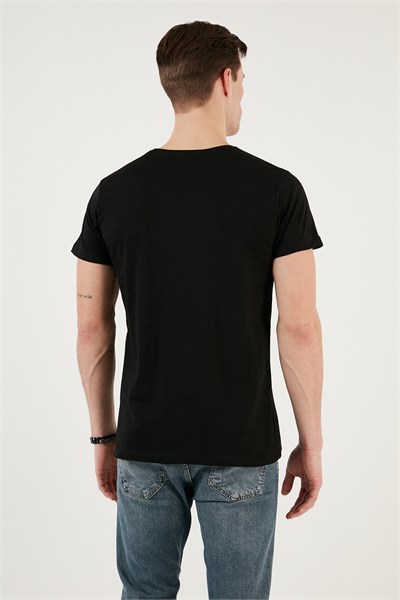 Bisiklet Yaka % 100 Pamuklu Slim Fit Erkek T Shirt 541UNEXPLORED24 SİYAH