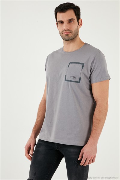 Bisiklet Yaka Pamuklu Slim Fit Erkek T Shirt 541REWORK AÇIK GRİ