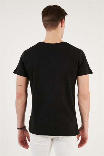 Bisiklet Yaka Pamuklu Slim Fit Erkek T Shirt 541THERE SİYAH
