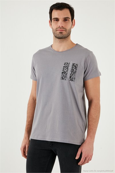 Bisiklet Yaka Pamuklu Slim Fit Erkek T Shirt 541QUINT AÇIK GRİ