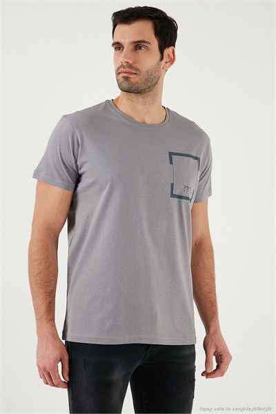 Bisiklet Yaka Pamuklu Slim Fit Erkek T Shirt 541REWORK AÇIK GRİ