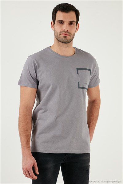 Bisiklet Yaka Pamuklu Slim Fit Erkek T Shirt 541REWORK AÇIK GRİ