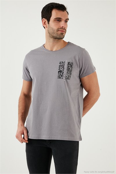 Bisiklet Yaka Pamuklu Slim Fit Erkek T Shirt 541QUINT AÇIK GRİ