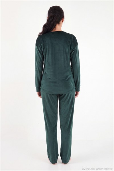 Bisiklet Yaka Ultra Soft Parlak Kadife Kadın Pijama Takımı 6094209 NEFTİ