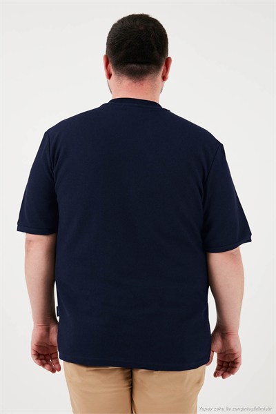 Büyük Beden Pamuklu Regular Fit Erkek T Shirt 5902653B LACİVERT