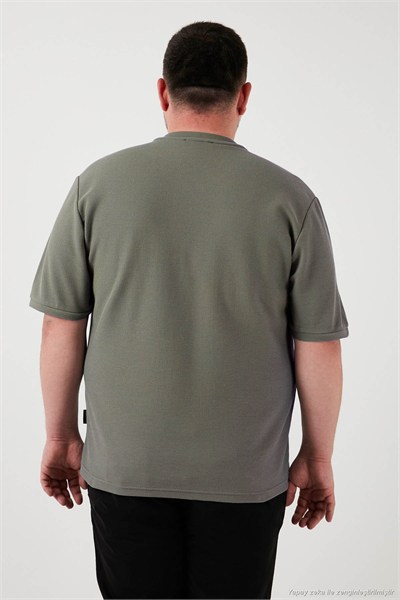 Büyük Beden Pamuklu Regular Fit Erkek T Shirt 5902653B HAKİ