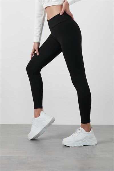Büyük Beden Seçeneğiyle Yüksek Bel Toparlayıcı Üşütmeyen Kışlık Spor Kadın Tayt 626TIGHTS SİYAH