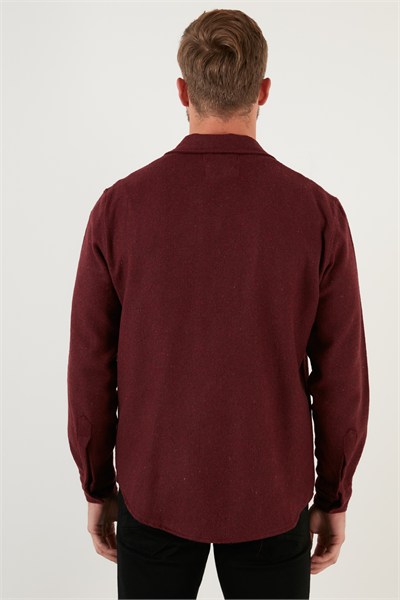 Çift Cepli Fermuarlı Slim Fit Kışlık Erkek Gömlek CF21W112925 BORDO