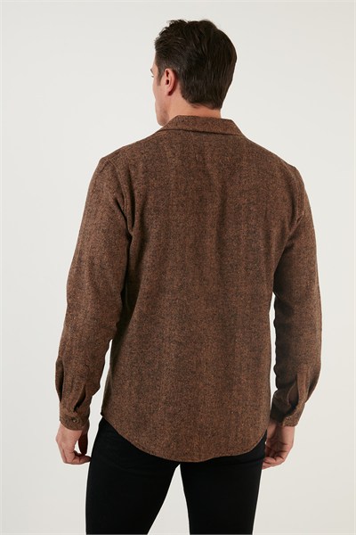 Çift Cepli Fermuarlı Slim Fit Kışlık Erkek Gömlek CF21W112925 HARDAL