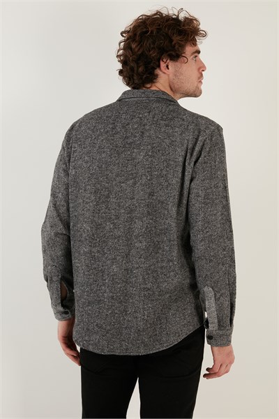 Çift Cepli Fermuarlı Slim Fit Kışlık Erkek Gömlek CF21W112925 GRİ